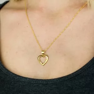naszyjnik srebrny złocony z zawieszką serce z cyrkoniami
