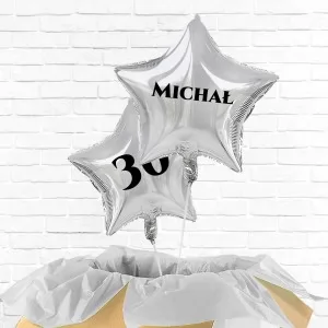 balony gwiazdy srebrne na 30 urodziny z personalizacją