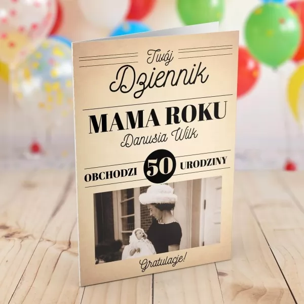 Karta z życzeniami na 50 urodziny dla mamy - Dziennik