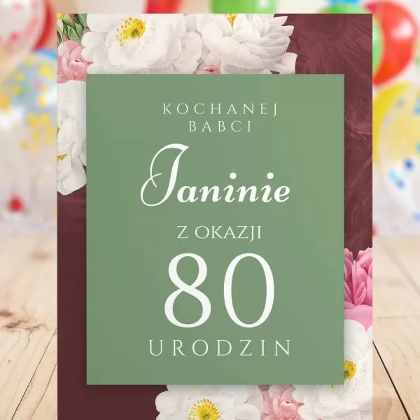 Karta z życzeniami na 80 urodziny dla babci - Druga młodość