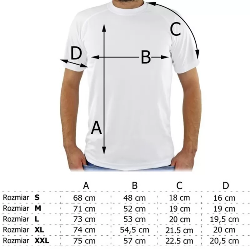 tabela rozmiarów koszulek męskich