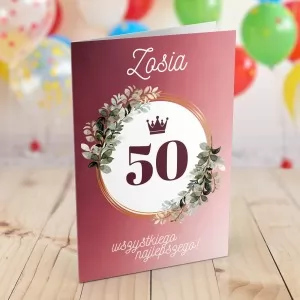 kartka z życzeniami na 50 urodziny dla niej