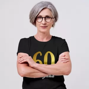 damski t-shirt z nadrukiem na 60 urodziny