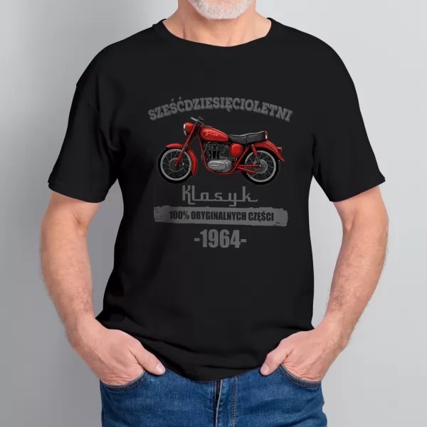 Koszulka z nadrukiem dla niego na 60 urodziny Rozmiar XL - Stary, ale jary