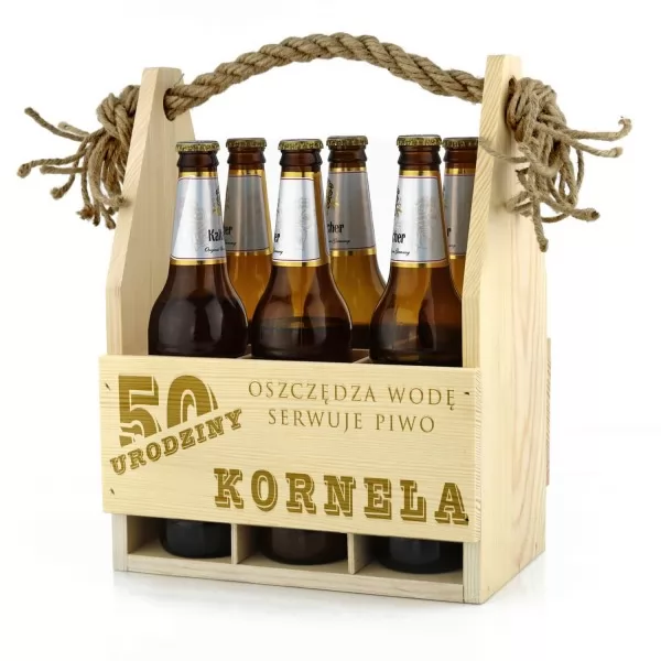 Drewniana skrzynka na piwo z personalizacją na prezent