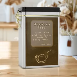 metalowa puszka na kawę z personalizacją