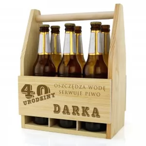 drewniane nosidło na piwo na prezent dla niego