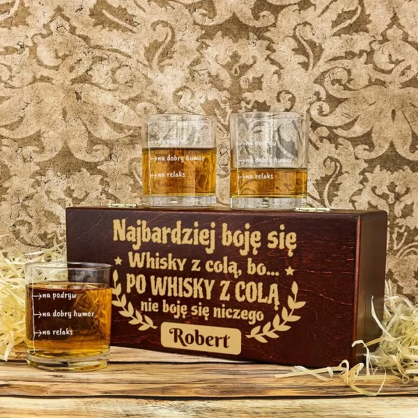 Grawerowane szklanki do whisky w pudełko na urodziny