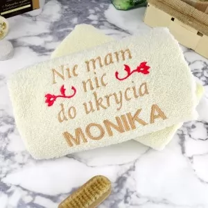haftowany ręcznik na prezent dla żony