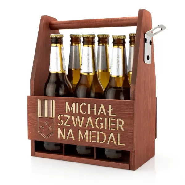 Skrzynka na piwo z grawerem na prezent dla szwagra - Szwagier Na Medal