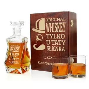 Karafka z grawerem i szklankami w skrzynce dla taty - Original Whiskey