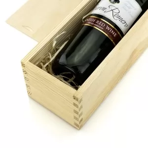 drewniana skrzynka na wino na zasuwkę z nadrukiem personalizacji na 30 urodziny